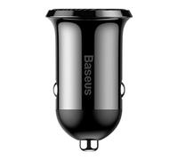 Cargador de mechero USB dual de 24 W (negro) - BASEUS