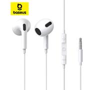 Baseus H17 auriculares con cable de 3,5mm con micrófono auriculares internos controlados por cable para música deporte Monitor intrauditivo auriculares 3.5mm White