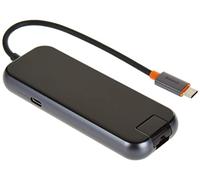 Baseus Hub 5 en 1 Serie AcmeJoy USB-C a 2 x USB 3.0 + USB 2.0 + USB-C PD + RJ45 (Gris Oscuro)