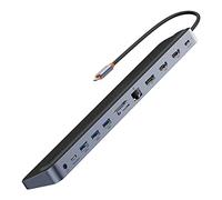Baseus HUB EliteJoy 12-in-1 Gen2 (Type-C to HDMI1 4K 60Hz / HDMI2 4K 60Hz/ 3x USB3.0 / Type-C PD 100W/ DP 4K 60Hz / VGA / SD/TF / RJ45 / Type-C Data / Jack 3.5mm), Gray (WKSX030213)