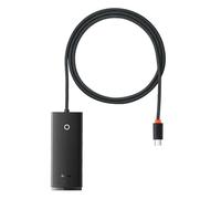 Baseus HUB Lite Series 4 en 1 - USB-C a 4 x USB 3.0 + 1 x Type-C 15 W, con Cable de 1 m, Negro (WKQX030401)