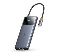 Baseus Hub USB C 10Gbps USB 3.2 Adaptador con Gigabit Ethernet, 4K@60Hz HDMI, 2 USB-A, USB-C, 100W PD, 6 en 1 USB Docking Station para iPhone 15, Laptop MacBook/Surface/DELL/iPad/Steam Deck/Samsung