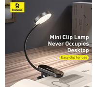 Baseus-Lámpara de escritorio portátil, Mini Clip LED, lámpara de mesa recargable por USB, atenuación continua para ordenador portátil, lectura, mesita de noche, luz nocturna suave