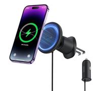 Baseus Soporte magnético coche CW01 para rejilla de ventilación, cargador USB-C 15W+25W Negro