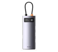 Baseus Metal Gleam Series - Estación de acoplamiento multifuncional tipo C 4 en 1, gris (tipo C a USB 3.0 x 4)
