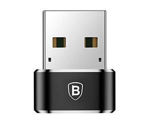 Baseus Mini Adaptador Tipo C Hembra a USB Macho, [CAAOTG-01] [5A MAX USB 2.0] Adaptador Tipo-C a USB 2.0 480Mbps [Black] - Negro