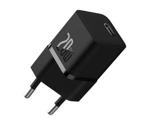 Baseus Mini Cargador de Red 1xUSB-C Carga Rápida GaN5 20W Negro