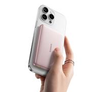 Baseus Picogo AM41 Power Bank, Ultra Slim 10000mAh Qi2 Magsafe Powerbank 15W Wireless, PD 27W de Carga Rápida, Bateria Externa Magnética con Cable USB C para iPhone 17/16/15/14/13/12, Rosa
