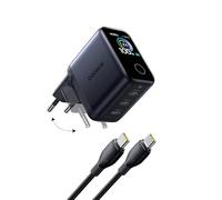 Baseus PicoGo - Cargador USB C de 100 W, protección Inteligente, 3 Puertos | Cargador rápido con control táctil y 3 modos para MacBook, iPad, iPhone 17/16/15, Galaxy S26 (incluye cable USB-C)
