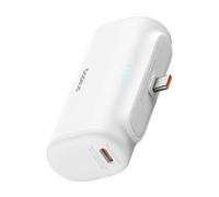 Baseus Power Bank con conector USB C plegable integrado, cargador portátil 5000mAh 20W para iPhone 15/15 Plus/15 Pro/15 Pro Max, Samsung S22/23 Series (blanco)