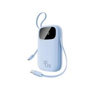 Baseus Powerbank 45W 20000mAh con 2 Cables USB-C Integrados, Power Bank PD3,0 QC4,0 Baterías Externas Carga Rapida, 3 C 1 A, Cargador Portátil para iPhone 16/15/14 Pro MAX, Samsung, Azul