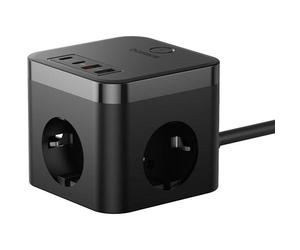 Baseus PowerCombo Cube Regleta Estación de Carga GaN 30W 3 Tomas con Protección 1.5m Negra