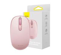 Baseus Ratón Inalámbrico Tri-Mode F01B - Ergonómico, DPI Ajustable, 2.4G/Bluetooth, Compatible con Windows, Mac, Linux (Rosa)