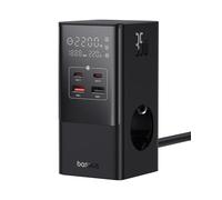 Baseus Regleta de 35 W USB C GaN5 Cargador de 3 enchufes con interruptor, 3 AC + 2 USB C + 2 USB A, Cargador PD portátil para MacBook, iPad, iPhone 15/14/13/12, Galaxy, Juego, Hogar, Oficina