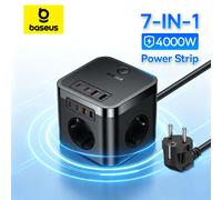 Baseus PowerCombo Cube Regleta Estación de Carga GaN 30W 3 Tomas con Protección 1.5m Negra