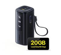 Baseus Router inalámbrico MIFI, portátil Powerbank 20000 mAh 67 W USB-C Port con cable de carga retráctil (4G/LTE hasta 150 Mbit/s de descarga/carga de 50 Mbit/s, hotspotl) para viajes, camping