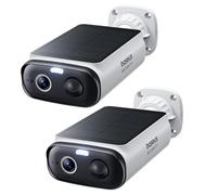 Baseus Security S1 Lite [2 Piezas] Camara Vigilancia WiFi Exterior Solar IP67, Camara IP Seguridad Bateria 2K 135°, Visión Nocturna a Color, Sin Cargos, Detección Humana, Compatible con Alexa y Google