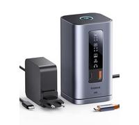 Baseus Spacemate 11 en 1 Docking Station con Adaptador 3 Monitores | Con Pantalla Inteligente, 4K HDMI/DP, 10Gbps USB-C/A, 100W PD, Ethernet, Audio, para Laptop Windows HP/Lenovo/Dell/Acer