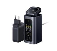 Baseus Spacemate Pro Docking Station 15-en-1 2 Monitores Win con Cargador GAN 180W, Salida MAX 160W 4 Dispositivos, Carga Inalámbrica Qi2.2 25W, Pantalla Inteligente, HDMI 4K@120hz, USB-C 10Gbps