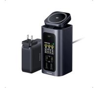 Baseus Spacemate Pro - Estación de acoplamiento 15 en 1, monitor dual, salida máxima de 160 W para 4 dispositivos, HDMI 4K a 120 Hz, USB C de 10 Gbps, carga inalámbrica Qi2.2 de 25 W, alimentación GaN