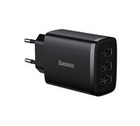 Baseus Travel Charger Compact Wall Charger u+u+u, 17w EU Black (ccxj020101)