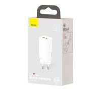 Baseus Travel Charger GaN2 Lite Quick Charger C+U QC 3.0 PD 3.0 65W EU White (CCGAN2L-B02)
