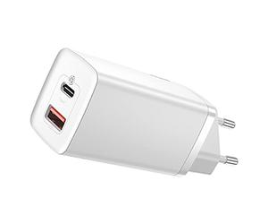 Baseus Travel Charger GaN2 Lite Quick Charger C+U QC 3.0 PD 3.0 65W EU White (CCGAN2L-B02)