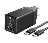 Cargador GaN5 Pro Fast Charge 2x USB-C + USB 65W (Negro) - BASEUS