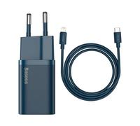 BASEUS Travel Charger Set Super Si 1C QC (with Simple Wisdom Cable Tipo-C to Lightning 1m) 20W Blue (TZCCSUP-B03)