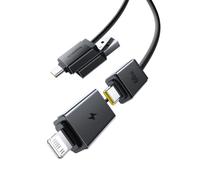 Baseus Two-for-Two - Cable de carga rápida multiuso U+C a C+L, 60 W, 1 m, color negro
