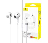 Baseus Type C Auriculares Encok CZ17 Semiin-ear con micrófono USB C con cable para iPhone 15/15 Plus/15 Pro/15 Pro Max Samsung S23/S23 Ultra, Redmi Note 12/12 Pro, Oneplus (blanco)