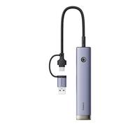 Baseus UltraJoy Hub 4 en 1, USB-A/USB-C a 4X USB 3.0 + USB-C PD, Color Gris