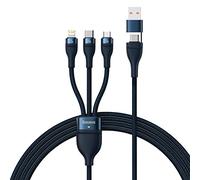 Baseus Universal Flash Series - Cable de datos de carga rápida 3 en 1 (USB-A a Micro + Lightning + tipo C) 100 W, 1,2 m, color azul (CAS
