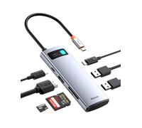 Baseus USB C Hub 7 in 1 Docking Station Adapter mit 4K HDMI, 100W PD, 2 USB 3.0 5Gbps Datenports, SD/TF Kartenleser für iPhone 15, Laptop MacBook/Surface Pro/iPad/Steam Deck/Rog Ally/Samsung, etc