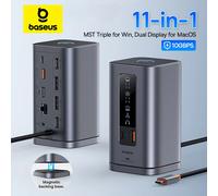 Baseus Docking Station 15 en 1, 160W, USB C HUB, HDMI 4K 120Hz, USB3.2, RJ45, SD, TF, Carga Rápida Tipo C PD 100W, Cargador Inalámbrico Qi2.2 25W 11-in-1 for Mac