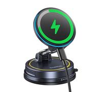 Baseus VC2 Flex Pro 15W Cargador Inalámbrico Coche, Soporte Teléfono Móvil para Coche con Función de Carga, Flexibilidad de 720°, Sujeción Magnética de 35N para iPhone 17-12 Serie, Samsung