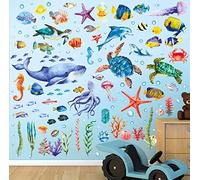 BASHOM DS12-8048 bajo el mar Pegatinas de pared mar bajo habitación para vinilos infantiles baño decorativos adhesivos dormitorio niños peces bebés guardería tortuga vinilo decoración oceano