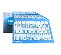 Bashtastic 102 Cartones Bingo Troquelados Grandes - Cartones de Bingo XXL Azul | Cartones Bingo Grandes Reutilizables | Cartones para Bingo Numerados y Distintos Entre sí | Bingo 90 Bolas