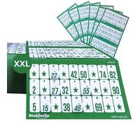 Bashtastic 102 Cartones Bingo Troquelados Grandes - Cartones XXL Color Verde | Cartones Bingo Grandes Reutilizables | Cartones Numerados y Distintos Entre sí. (Verde)