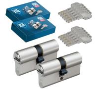 BASI Juego de 2 cilindros dobles de perfil V55 N+G 30/30 mm, cierre uniforme, 5 llaves reversibles, función de emergencia y peligro, protección antitaladro, cilindro para puerta