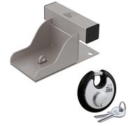 BASI | Set de seguridad adicional para puerta con candado de arco redondo | Seguridad para garaje para anclaje al suelo fijo | Bloqueo de puerta de garaje de acero