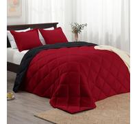 Basic Beyond Juego de edredón Queen, Juego de edredón Rojo y Negro, tamaño Queen, edredón Reversible para Todas Las Estaciones, 1 edredón (88 x 92 Pulgadas) y 2 Fundas de Almohada (20 x 26 Pulgadas +