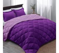 Basic Beyond - Juego de edredón tamaño queen, edredón reversible morado y lila (223,5 x 234 cm) y 2 fundas de almohada (51 x 66 cm + 5 cm) para todas las estaciones