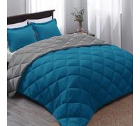 Basic Beyond Juego de edredón tamaño Queen: juego de edredón azul Queen, edredón reversible para todas las estaciones, azul Argel/gris carbón, 1 edredón (88 x 92 pulgadas) y 2 fundas de almohada (20 x
