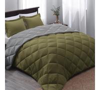 Basic Beyond Juego de edredón tamaño Queen: Juego de edredón Verde Oliva tamaño Queen, Juego de edredón Reversible para Todas Las Estaciones, Verde Oliva/Gris carbón, 1 edredón (88 x 92 Pulgadas) y 2