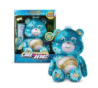 Basic Fun Care Bears - Peluche de vientre luminoso de 35 cm - Oso a deseos - Juguete suave y ecológico con insignia luminosa - Colección reconfortante para niños y fans
