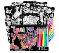 Basic Fun Fashion Angels Color Pop Poster Set - Set de 18 Pósters para Colorear y 8 Marcadores de Punta Pincel - Kit de Arte para Niños a Partir de 6 Años