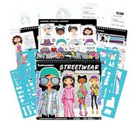 Basic Fun Fashion Angels Streetwear Fashion Design Sketch Portfolio - 30 Hojas para Esbozar Moda, 4 Plantillas y 100+ Stickers - Libro de Dibujo de Moda Urbana para Niñas a Partir de 6 Años