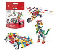 Basic Fun K'NEX Deluxe - Construye 80 Modelos con 408 Piezas y Bolsa de Almacenamiento - Juego Stem para niños a Partir de 7 años