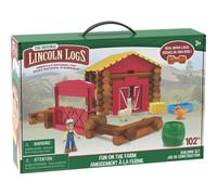 Basic Fun Lincoln Logs Fun On The Farm Troncos de Madera Real - 102 Piezas - Edades 3 y más